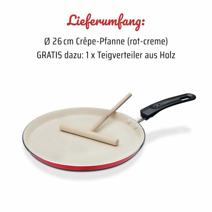 GSW 456715 Crepera de Aluminio 26 cm con Espátula, Exterior Silicona Roja, Para Todo Tipo de Fuegos Incluida Inducción 1 GSW 456715 Crepera de Aluminio 26 cm con Espátula, Exterior Silicona Roja, Para Todo Tipo de Fuegos Incluida Inducción 1