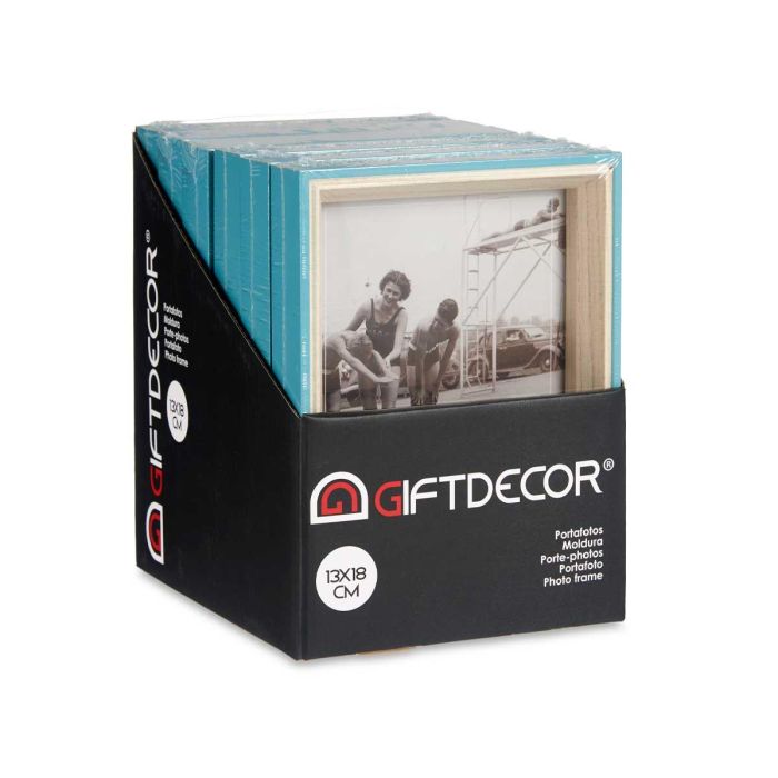Giftdecor Portafotos Madera 13x18 cm Azul y Natural MDF con Marco (Set de 24) 2