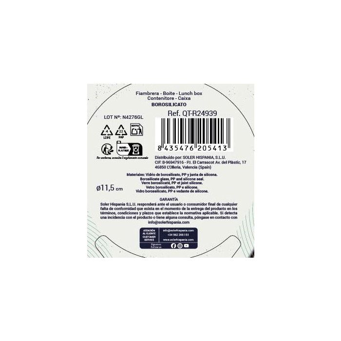 Fiambrera Redonda con Tapa Hermética sin Válvula 11.5 cm 200 cc Quttin (12 Unidades) 6