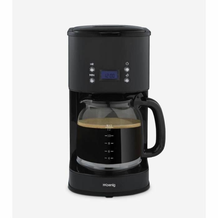 Hkoenig Cafetera MG32 1.5L (12 tazas) 1000W Pantalla LCD Mantener Caliente Negra Acero Inoxidable