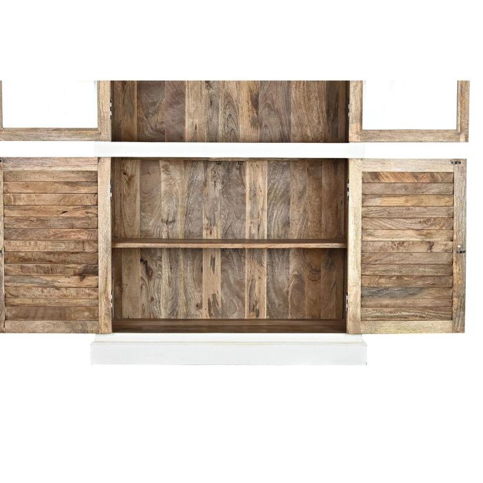 DKD Home Decor Vitrina Romántico Hecha a Mano de Mango y Cristal, con 4 Puertas y 3 Estantes, Blanco Natural, 110x45x200 cm 3