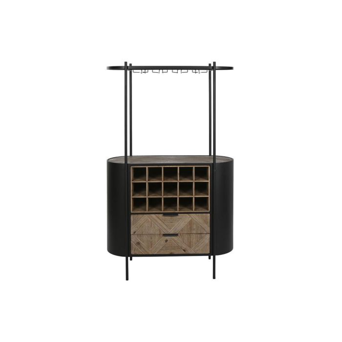 Botellero Home ESPRIT Negro Natural Metal Abeto 90 x 36 x 150 cm 1