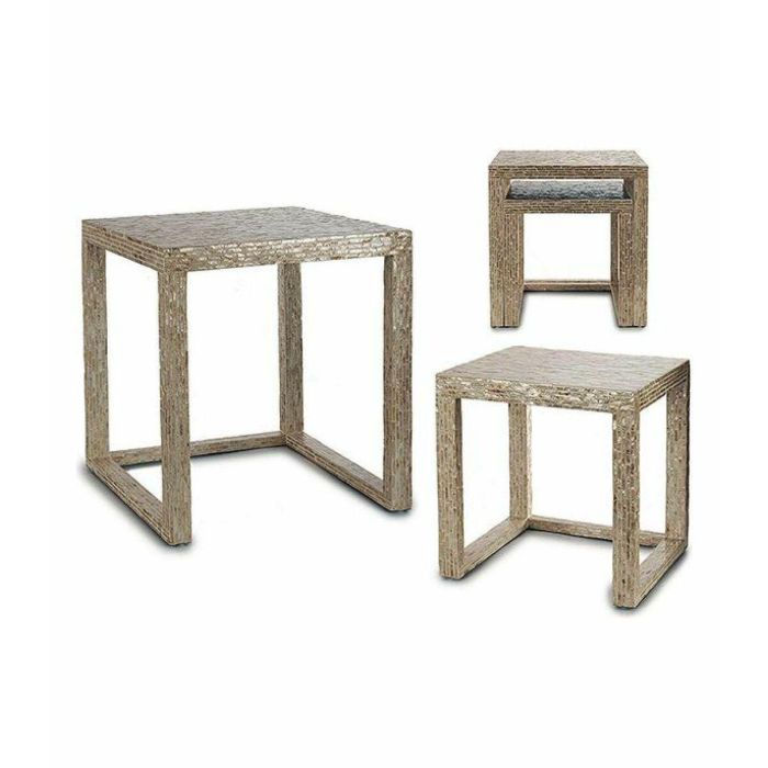 Juego de 2 mesas Gift Decor TLC-82020/2 BIG-S3603662 Blanco Beige Dorado 42,5 x 61 x 60 cm (2 Piezas) (2 Unidades) 1