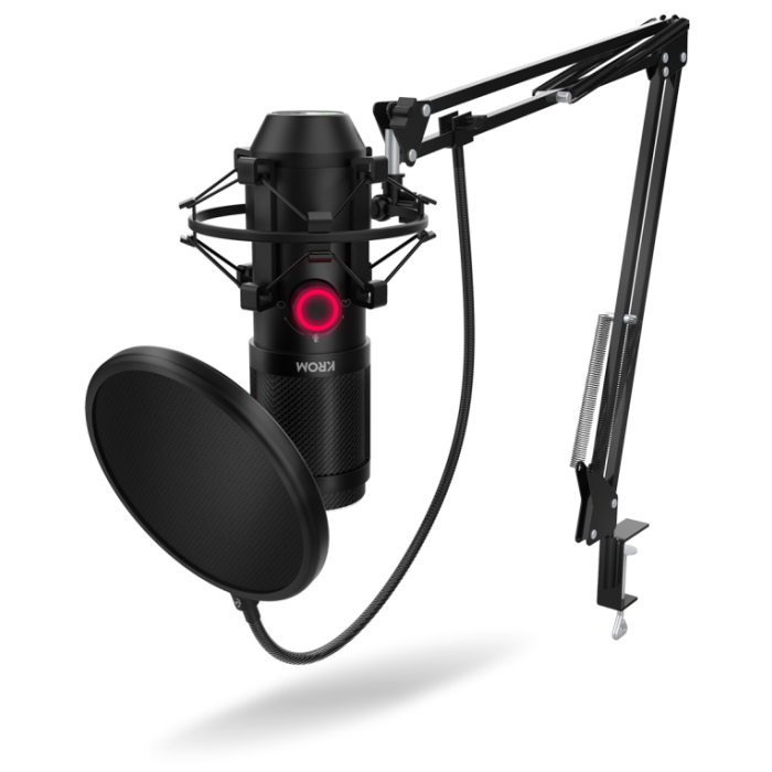 Krom Kapsule Micrófono USB Condensador Doble Calidad de Estudio con Filtro Antipop y Montura Antishock, Negro, para PC Streaming y Podcast Krom Kapsule Micrófono USB Condensador Doble Calidad de Estudio con Filtro Antipop y Montura Antishock, Negro, para PC Streaming y Podcast