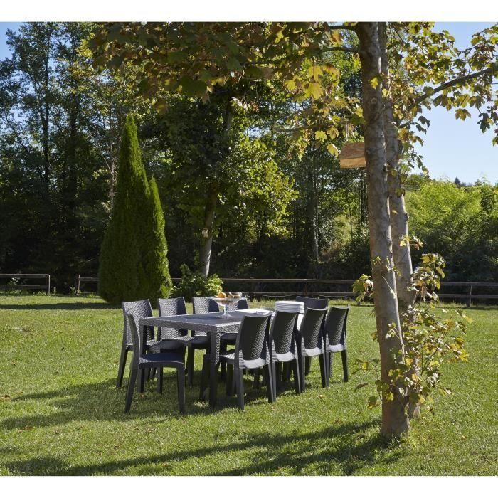 Mesa de comedor exterior Queen efecto ratán - Antracita - 220 x 90 x 72 cm 2 Mesa de comedor exterior Queen efecto ratán - Antracita - 220 x 90 x 72 cm 2