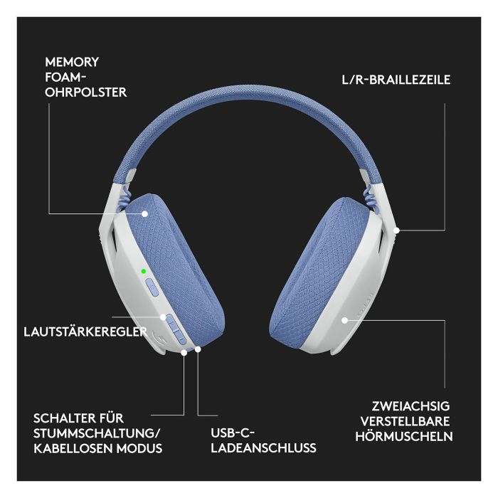 Logitech G435 Auriculares Gaming Inalámbrico LIGHTSPEED Bluetooth Blanco para PC y Consolas 9