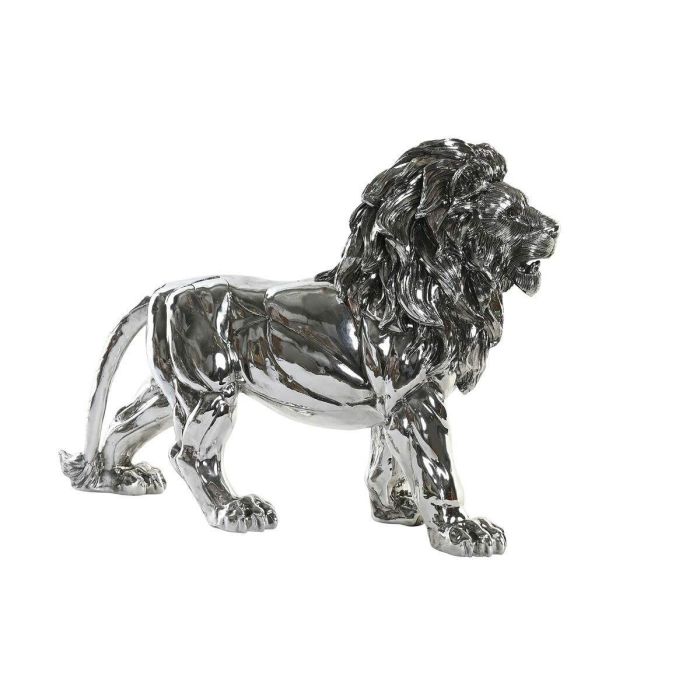 DKD Home Decor Figura León Moderna de Resina Plateada 17.5x38.5x55.5 cm DKD Home Decor Figura León Moderna de Resina Plateada 17.5x38.5x55.5 cm