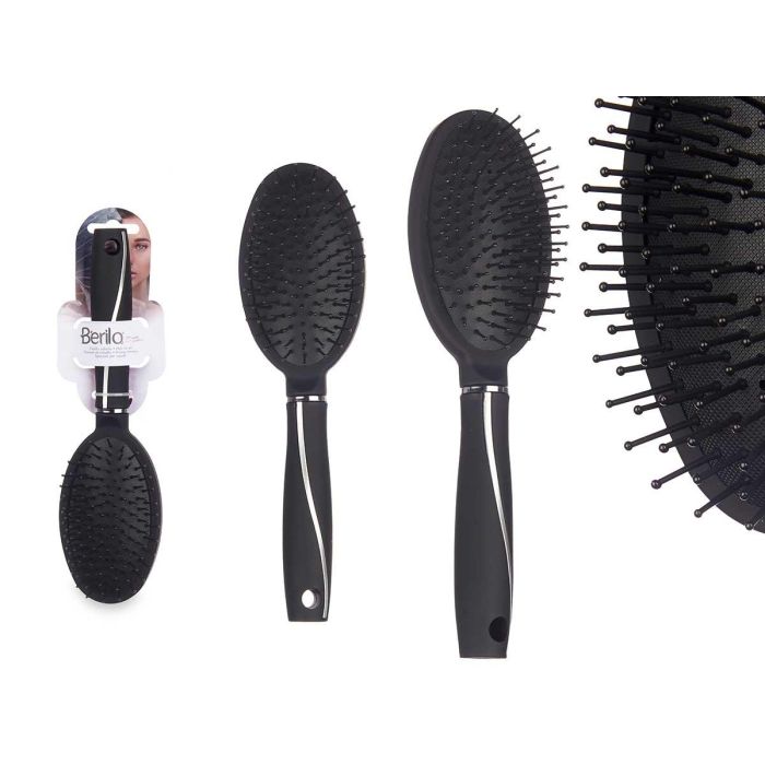 Berilo Cepillo de Cabello Siliconado Negro 25.5x4x7 cm Plástico (24 Unidades)