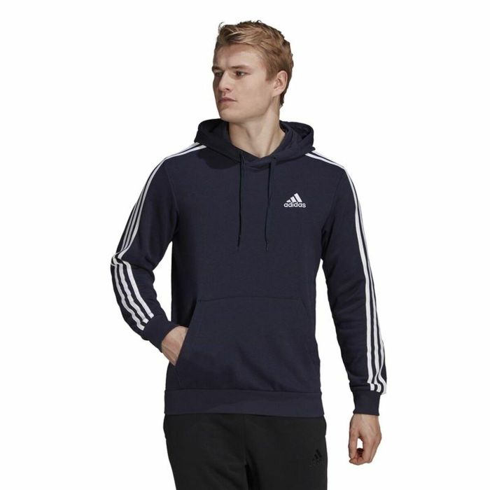 Sudadera con Capucha Hombre Adidas Essentials 3 Stripes Azul marino S 5