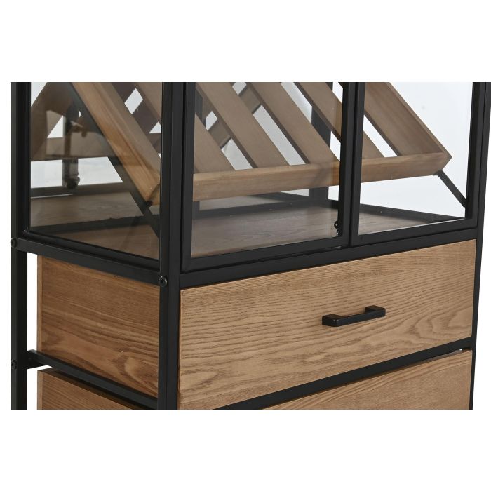 Botellero Home ESPRIT Negro Natural Madera Metal 60 x 33 x 169 cm 7