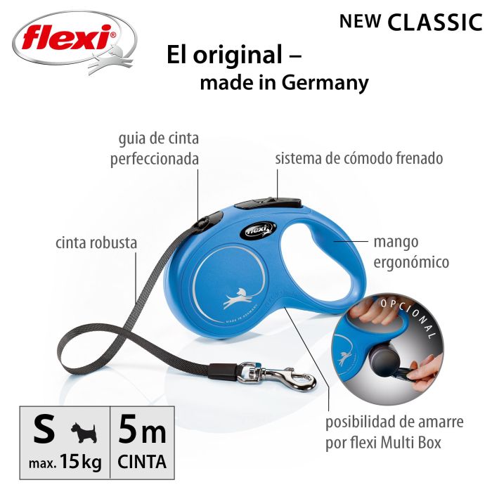 Correa para Perro Flexi NEW CLASSIC 5m Azul Talla S 3