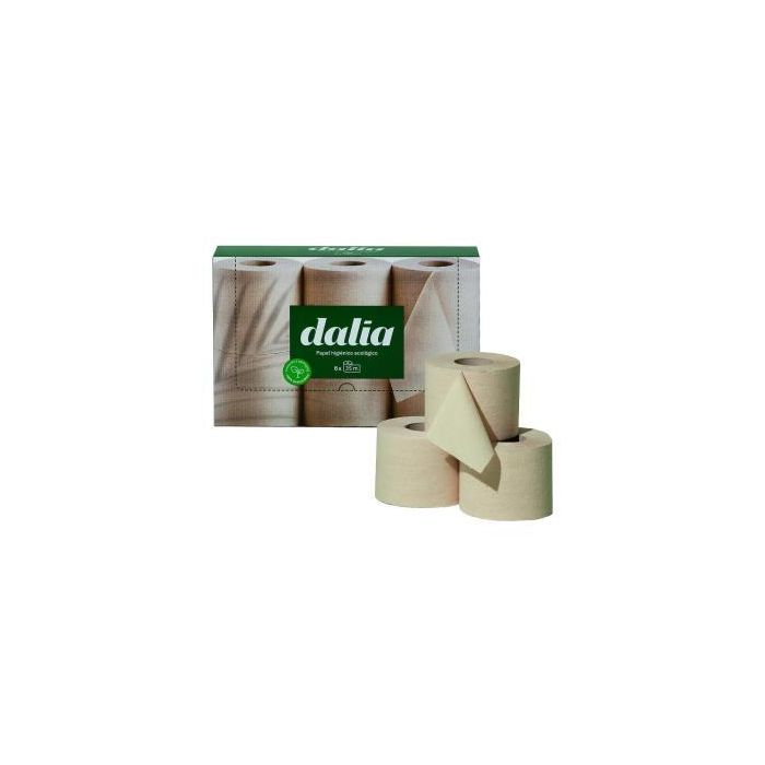 Dalia Papel Higiénico Sin Blanquear, Doble Capa, Ecológico, Bio, 6 Rollos, Fibras Recicladas, Color Marrón Claro