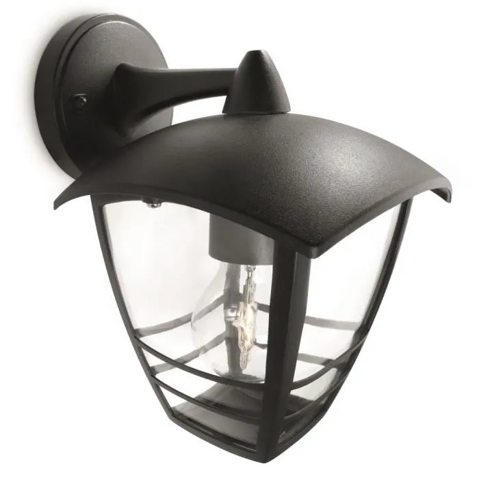 Philips Aplique exterior creek e27 60W negro IP44 luz hacia abajo pared aluminio farola 3