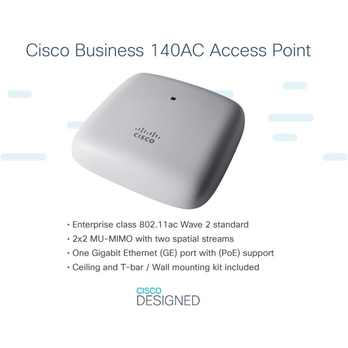 Cisco CBW140AC 802.11ac 2x2 Wave 2 Punto de Acceso WiFi 3 Cisco CBW140AC 802.11ac 2x2 Wave 2 Punto de Acceso WiFi 3