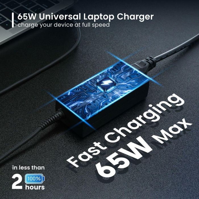 Ewent EW3968 Cargador Universal 65W para portátiles con 10 conectores. Compatible con Acer, HP, Dell, Asus, Sony, Toshiba. 4