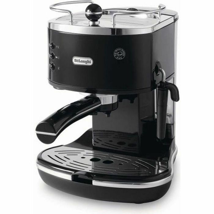 Delonghi ECO 311.BK Cafetera Espresso Icona Classic - Negro Onyx, 1100W, 15 Bar, 1.4L Tanque, Vapor Ajustable