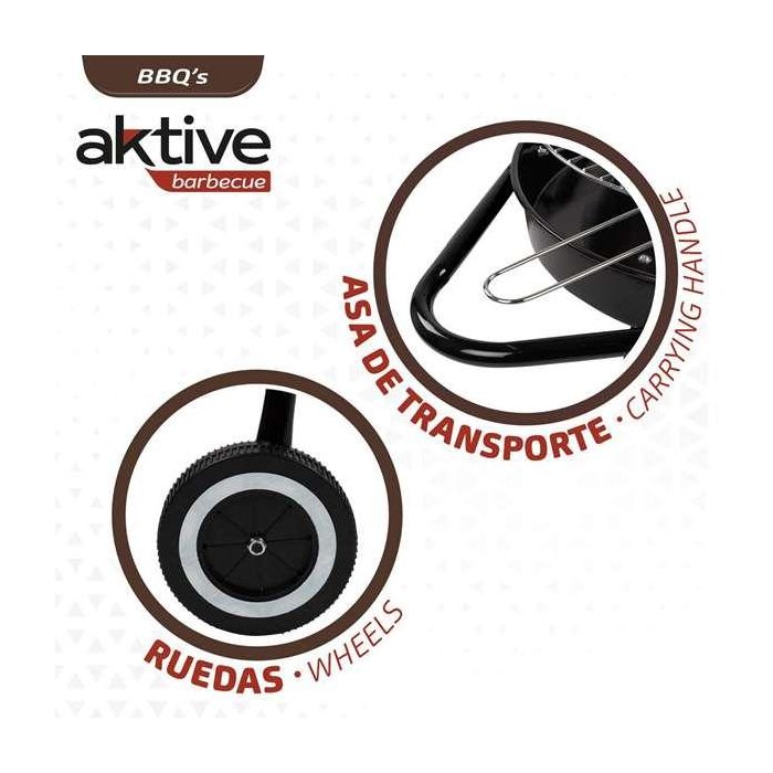 Barbacoa de Carbón con Ruedas Aktive Aluminio Metal esmaltado textileno 42 x 76,5 x 42 cm Negro 5 Barbacoa de Carbón con Ruedas Aktive Aluminio Metal esmaltado textileno 42 x 76,5 x 42 cm Negro 5