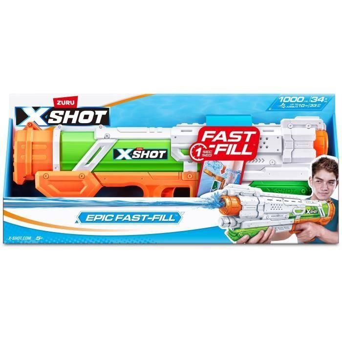 ZURU X-SHOT Epic Fast-Fill ZUR1722849908451 - Pistola de Agua de Relleno Rápido, Alcance 10m, Depósito 1.5L