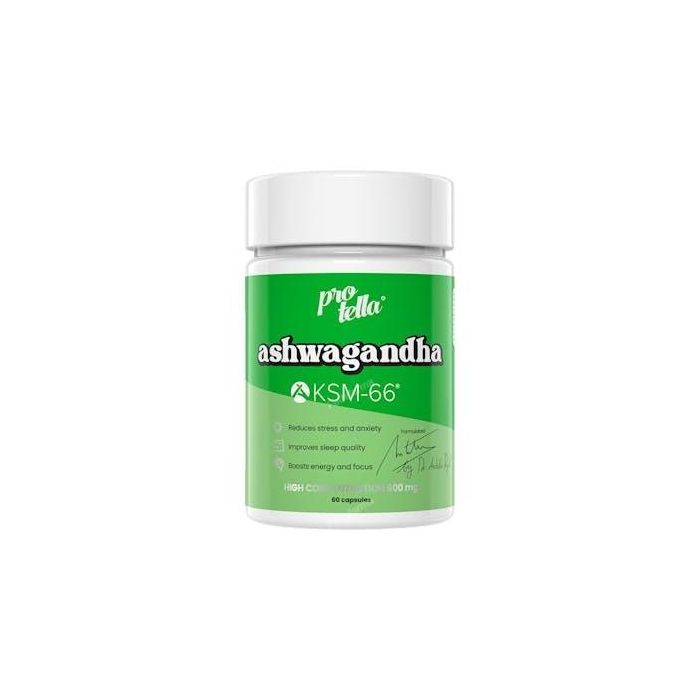 PROTELLA Ashwagandha KSM-66 600mg, Suplemento Adaptógeno en 60 Cápsulas Vegetales