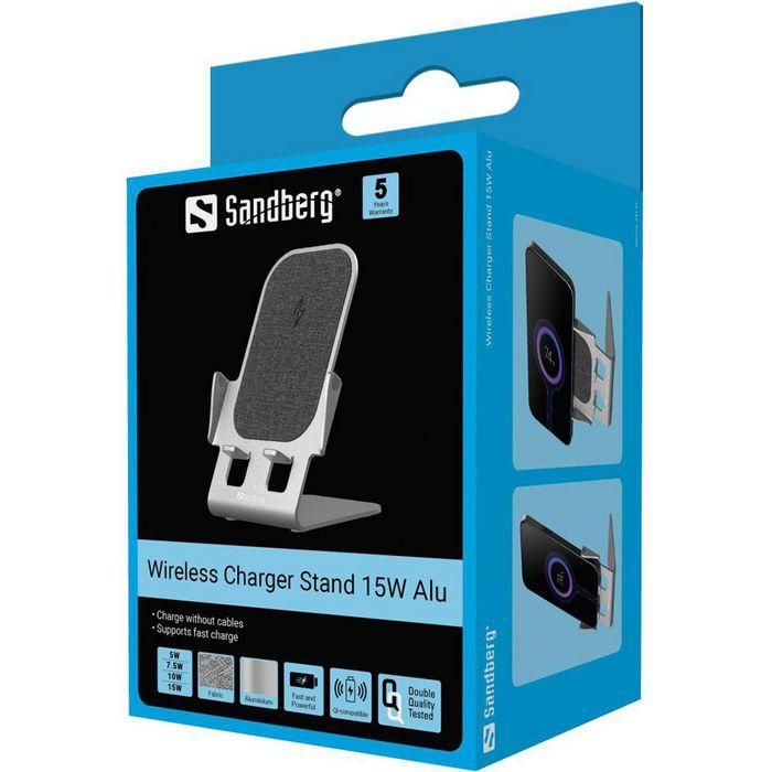Sandberg Wireless Charger Stand 15W Alu 5 Sandberg Wireless Charger Stand 15W Alu 5