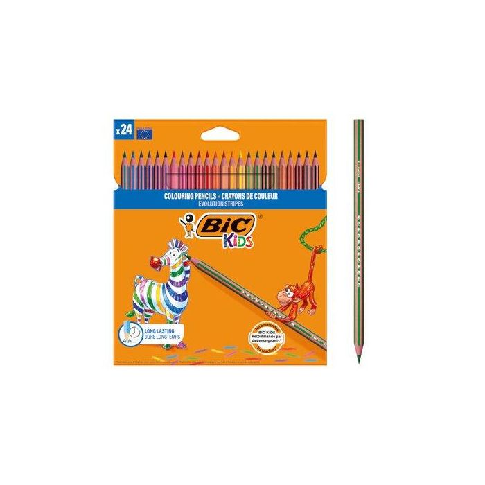 Bic Lápices De Colores Kids Evolution Stripes C-Surtidos Estuche 24 Ud