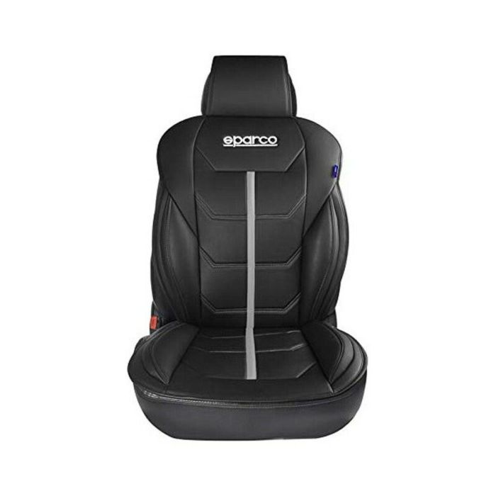 Sparco SPCS414GR Respaldo de Asiento Ferrara Universal para Coche Negro/Gris PVC Laminado Doble, Comodidad Acolchada y Diseño Deportivo