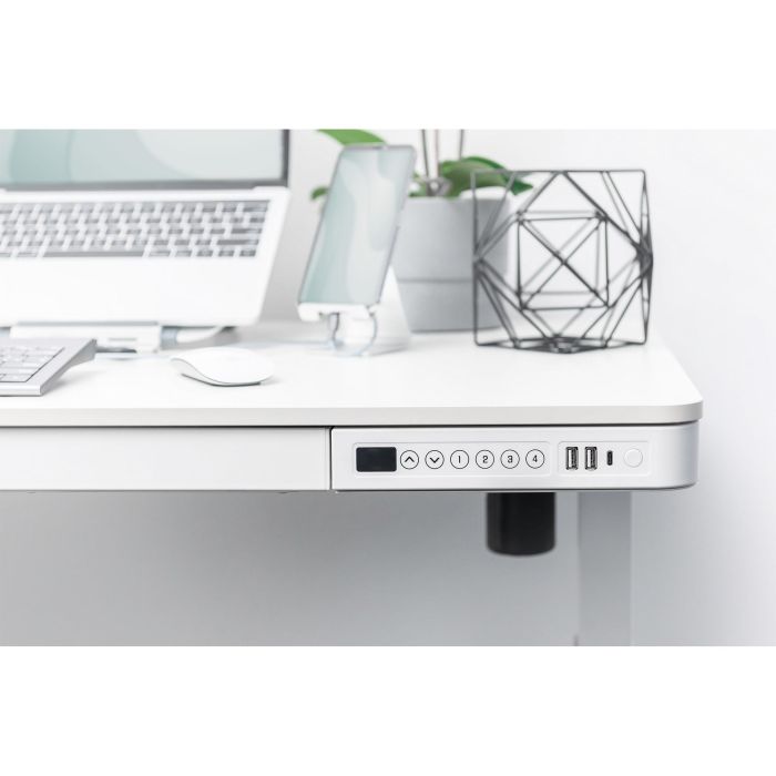 Digitus DA-90424 Escritorio Eléctrico Altura Regulable con Cajón y Carga USB 120x60cm Blanco 5