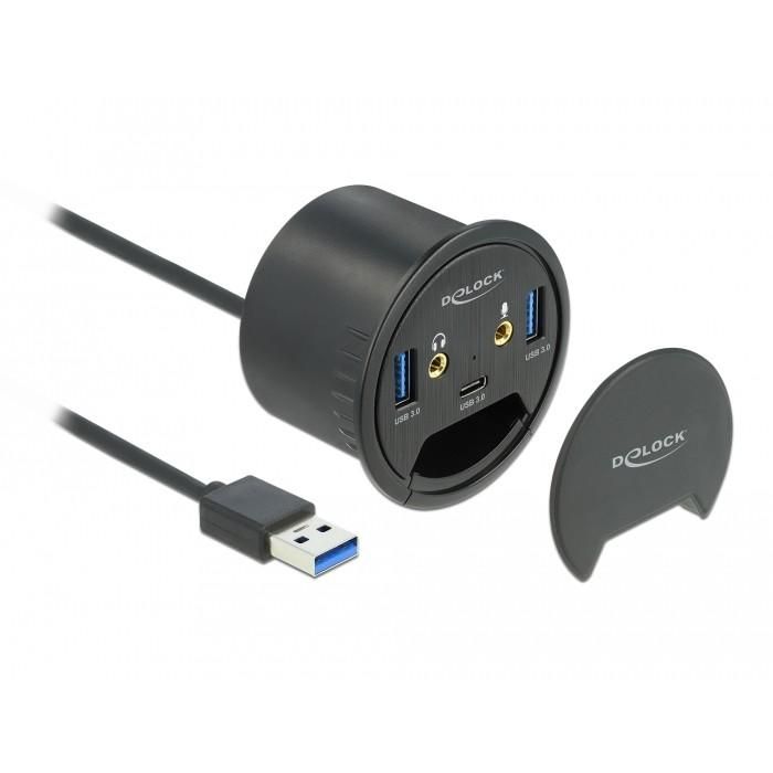 DELOCK 3 Port Tisch-Hub 1x USB Type-C und 2x USB Typ-A + HD-Audio Ports 1 DELOCK 3 Port Tisch-Hub 1x USB Type-C und 2x USB Typ-A + HD-Audio Ports 1
