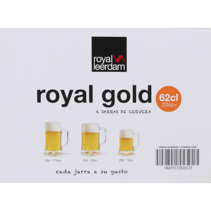Royal Leerdam Set 6 Jarra Cerveza Royal Gold 62 cl