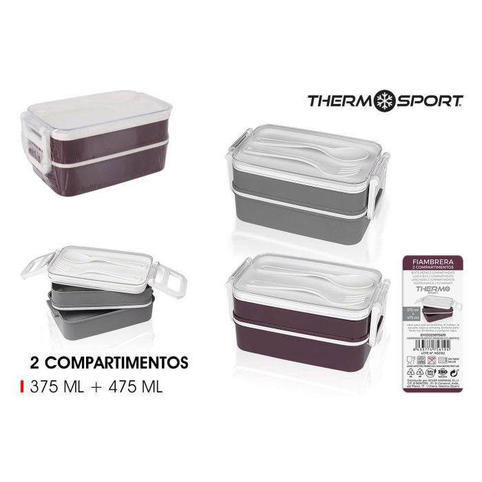 Fiambrera de plástico 2 niveles con cubierta Thermosport (12 Unidades) Fiambrera de plástico 2 niveles con cubierta Thermosport (12 Unidades)
