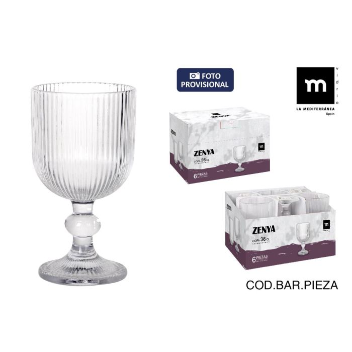 La Mediterranea Copa Zenya Transparente 360 ml - 9 cm diámetro x 16 cm alto (24 Unidades) La Mediterranea Copa Zenya Transparente 360 ml - 9 cm diámetro x 16 cm alto (24 Unidades)