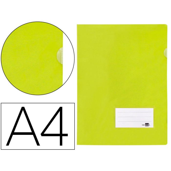 Carpeta Liderpapel Dossier A4 Uñero Amarillo Fluor Opaco 10 unidades