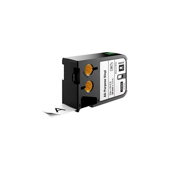 Dymo 1868753 Cinta Rotuladora XTL Multiuso 24mm Negro/Blanco Vinilo Resistente Agua Químicos UV Interior/Exterior
