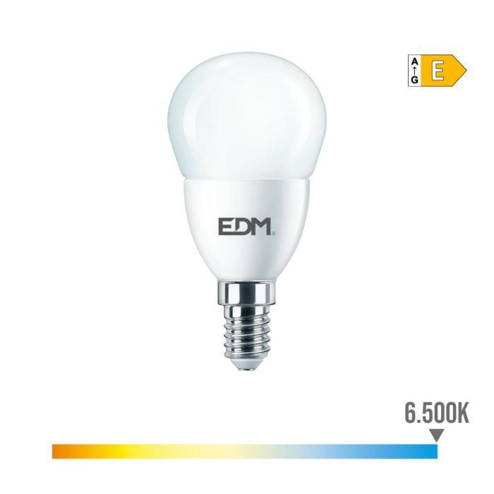 Edm Bombilla esférica LED E14 7W 806lm 6500K luz fría Ø4,8x9,5cm