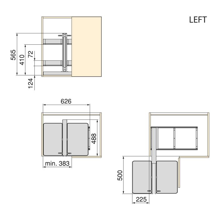 Emuca Sistema de rinconero articulado extraíble Harmony para mueble de cocina, Derecha/Izquierda, Acero y Madera, Gris antracita 8 Emuca Sistema de rinconero articulado extraíble Harmony para mueble de cocina, Derecha/Izquierda, Acero y Madera, Gris antracita 8