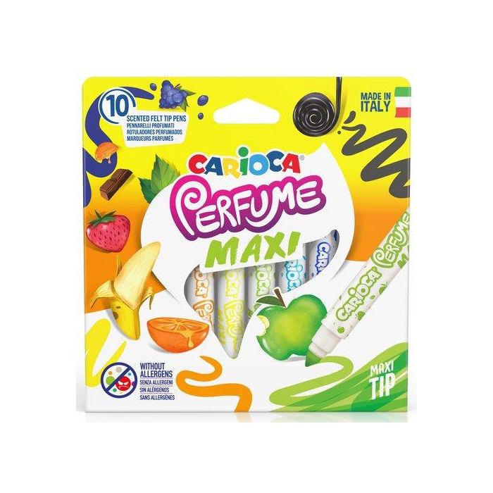 Carioca Rotuladores perfumados doble punta con sellos, punta cónica lavable, aromas naturales - Caja 12 unidades colores surtidos