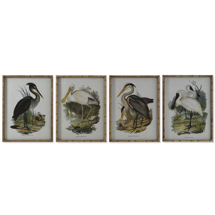 Cuadro DKD Home Decor Pájaros Oriental 45 x 3 x 60 cm (4 Unidades)