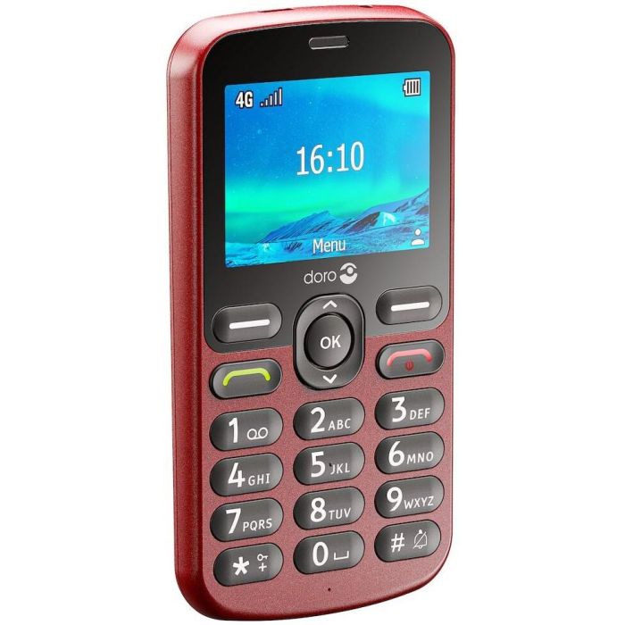 Doro 1880 Teléfono Básico Rojo 4G Libre, Pantalla 2.4", Cámara, Bluetooth 5.0, Linterna, Radio FM, USB-C 1