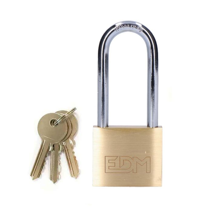 Edm Candado de latón arco largo 30 mm con 3 llaves, 30 x 60 mm 0 Edm Candado de latón arco largo 30 mm con 3 llaves, 30 x 60 mm 0