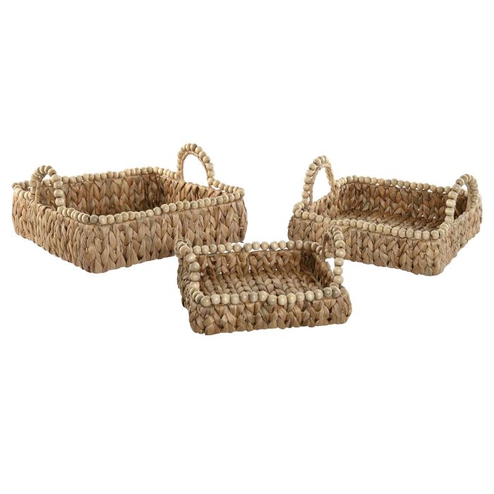 Bandeja Boho DKD Home Decor Natural 36 x 18 x 36 cm Set de 3 (2 Unidades) 3