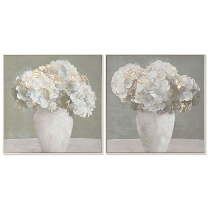 DKD Home Decor Cuadro Shabby Lienzo Verde Menta Gris 82x82 cm Florero Hortensia (2 Unidades) 0 DKD Home Decor Cuadro Shabby Lienzo Verde Menta Gris 82x82 cm Florero Hortensia (2 Unidades) 0