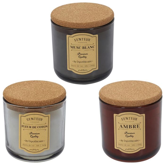 Home Deco Factory Vela Perfumada Apothicaire - Ámbar, Flor de Algodón, Almizcle Blanco - 270g, 35h 2