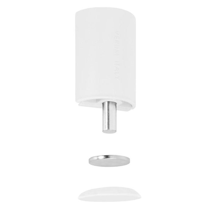 Nuda Stoppino-X Tope de Puerta de Sobreponer para Suelo, Plástico Semicircular, Ideal Protección Puerta, Acabado Blanco 1