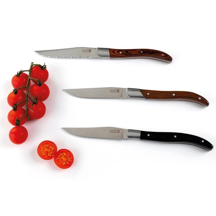 Quid Professional Cuchillo Steak Narbona Acero Inoxidable y Mango Madera 22 cm - Pack 12 Unidades con Mango Remachado 1