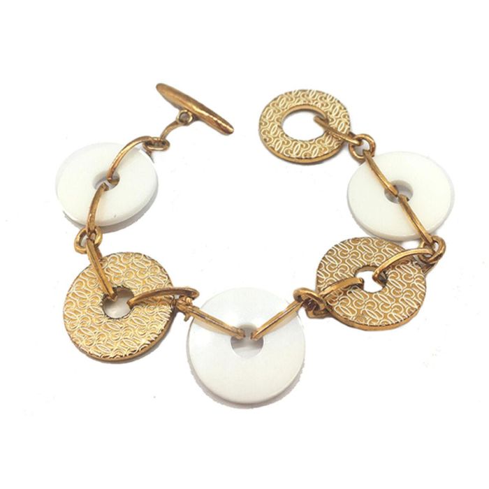 Pulsera Mujer Guess CWB10902 Cerámica Dorado Acero Blanco Acero/Cerámica (21 cm)