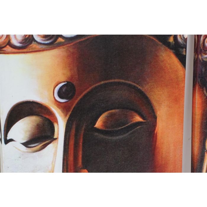 DKD Home Decor Cuadro Decorativo Oriental de Buda en Lienzo y Madera de Pino, Colores Gris y Cobrizo, Medidas 120x80 cm, Set de 3 Piezas 2 DKD Home Decor Cuadro Decorativo Oriental de Buda en Lienzo y Madera de Pino, Colores Gris y Cobrizo, Medidas 120x80 cm, Set de 3 Piezas 2