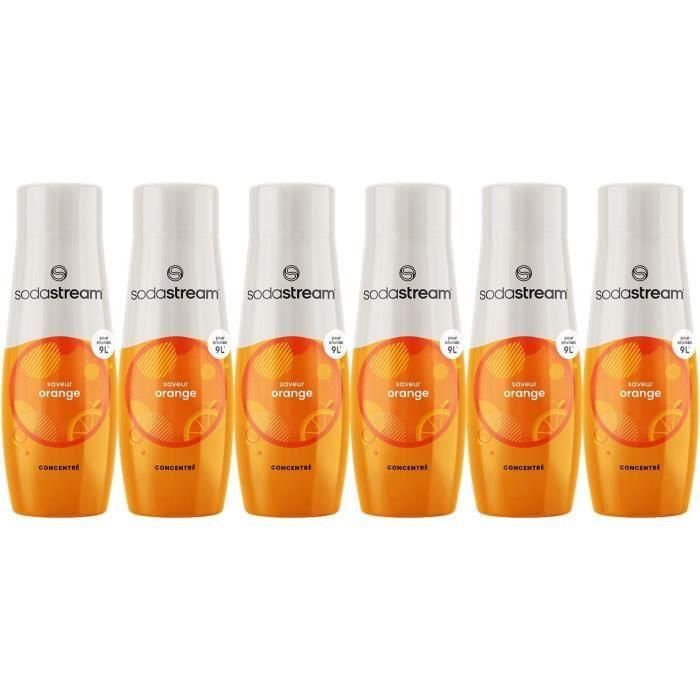 Concentrados SODASTREAM - Pack de 6 Concentrados de Naranja - Hasta 54L de Bebidas - 440 ml Concentrados SODASTREAM - Pack de 6 Concentrados de Naranja - Hasta 54L de Bebidas - 440 ml