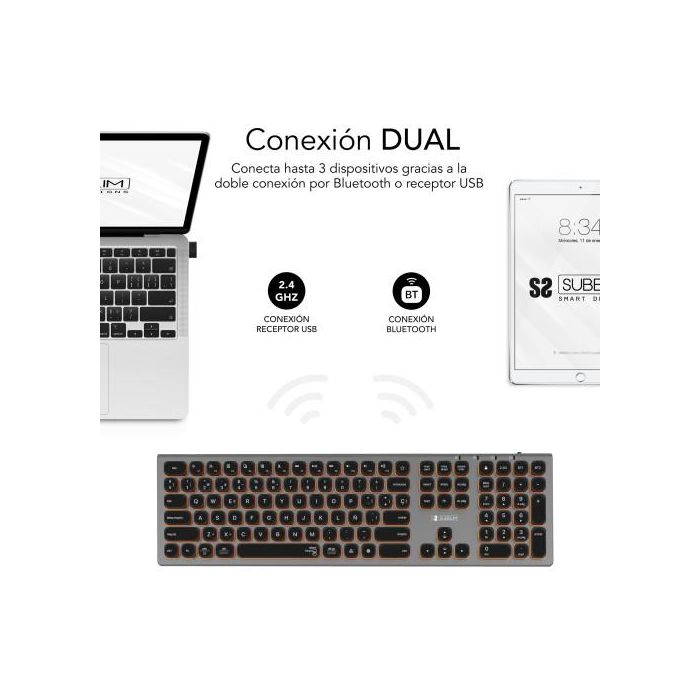 SUBBLIM Teclado Bluetooth/2.4G Master iluminado Ext G/N 2