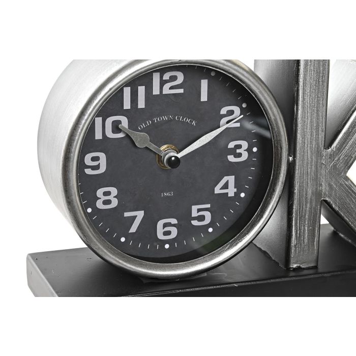 DKD Home Decor Reloj Sobremesa Negro Plateado 8 x 15 x 23 cm (2 Unidades) 1