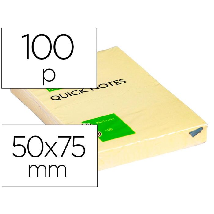 Bloc De Notas Adhesivas Quita Y Pon Q-Connect 51x76 mm Con 100 Hojas 12 unidades